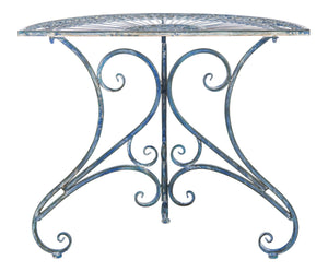 Safavieh ANNALISE Accent Table - Vintage-Inspired Iron Design with Baroque Flourishes for Outdoor Elegance Mossy Blue / - PAT5008C