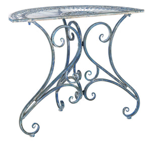 Safavieh ANNALISE Accent Table - Vintage-Inspired Iron Design with Baroque Flourishes for Outdoor Elegance Mossy Blue / - PAT5008C