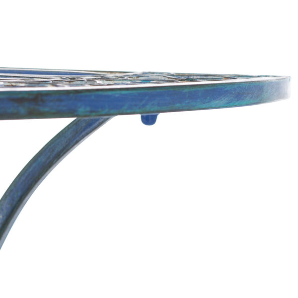 Safavieh ANNALISE Accent Table - Vintage-Inspired Iron Design with Baroque Flourishes for Outdoor Elegance Mossy Blue / - PAT5008C