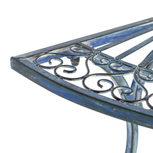 Safavieh ANNALISE Accent Table - Vintage-Inspired Iron Design with Baroque Flourishes for Outdoor Elegance Mossy Blue / - PAT5008C