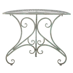 Safavieh ANNALISE Accent Table - Vintage-Inspired Iron Design with Baroque Flourishes for Outdoor Elegance Antique Dark Green / - PAT5008D
