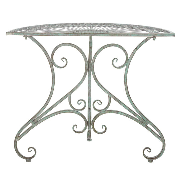 Safavieh ANNALISE Accent Table - Vintage-Inspired Iron Design with Baroque Flourishes for Outdoor Elegance Antique Dark Green / - PAT5008D