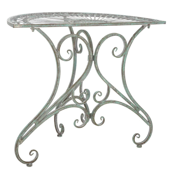 Safavieh ANNALISE Accent Table - Vintage-Inspired Iron Design with Baroque Flourishes for Outdoor Elegance Antique Dark Green / - PAT5008D