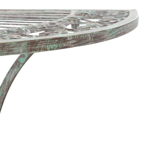 Safavieh ANNALISE Accent Table - Vintage-Inspired Iron Design with Baroque Flourishes for Outdoor Elegance Antique Dark Green / - PAT5008D