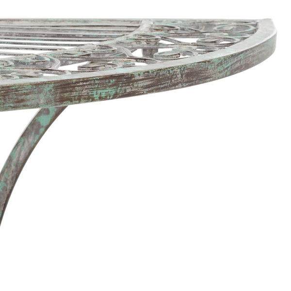 Safavieh ANNALISE Accent Table - Vintage-Inspired Iron Design with Baroque Flourishes for Outdoor Elegance Antique Dark Green / - PAT5008D