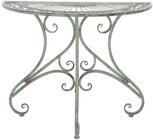 Safavieh ANNALISE Accent Table - Vintage-Inspired Iron Design with Baroque Flourishes for Outdoor Elegance Antique Dark Green / - PAT5008D