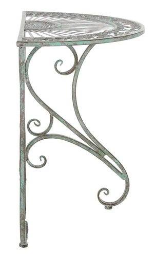 Safavieh ANNALISE Accent Table - Vintage-Inspired Iron Design with Baroque Flourishes for Outdoor Elegance Antique Dark Green / - PAT5008D
