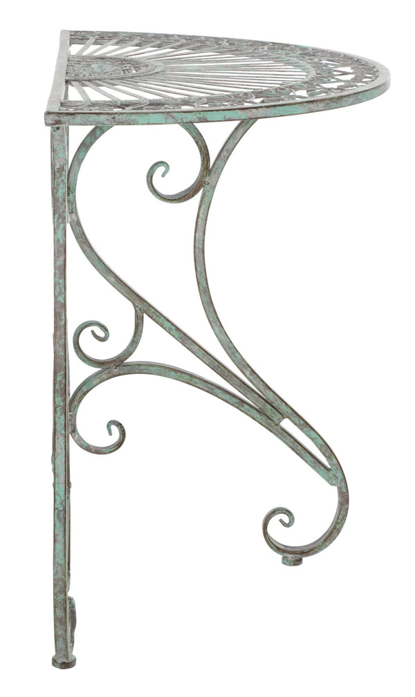 Safavieh ANNALISE Accent Table - Vintage-Inspired Iron Design with Baroque Flourishes for Outdoor Elegance Antique Dark Green / - PAT5008D