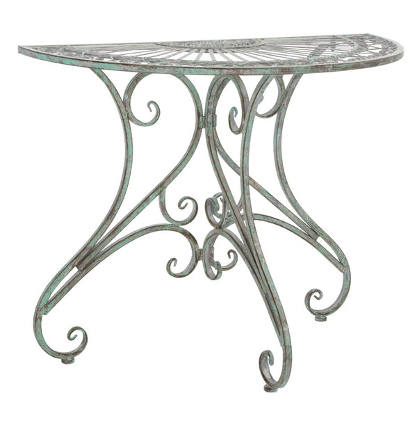 Safavieh ANNALISE Accent Table - Vintage-Inspired Iron Design with Baroque Flourishes for Outdoor Elegance Antique Dark Green / - PAT5008D