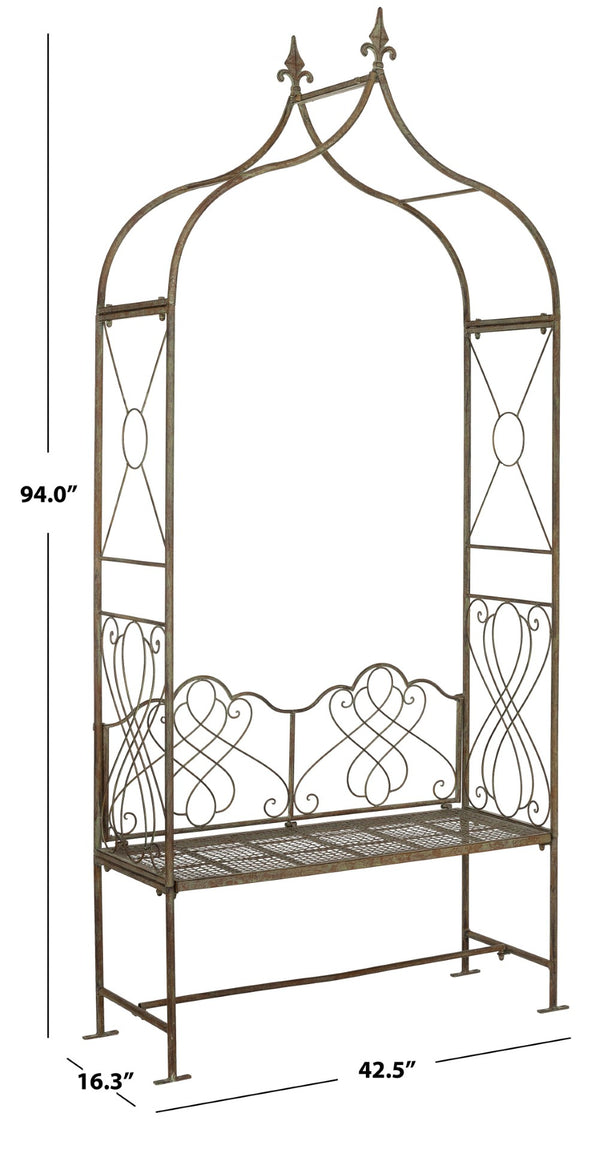 Safavieh ELOISE Arbor Loveseat - Elegant Victorian Design for Outdoor Spaces, Perfect Garden Arch and Bench Rustic Blue PAT5010A