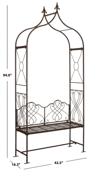 Safavieh ELOISE Arbor Loveseat - Elegant Victorian Design for Outdoor Spaces, Perfect Garden Arch and Bench Rustic Brown PAT5010B