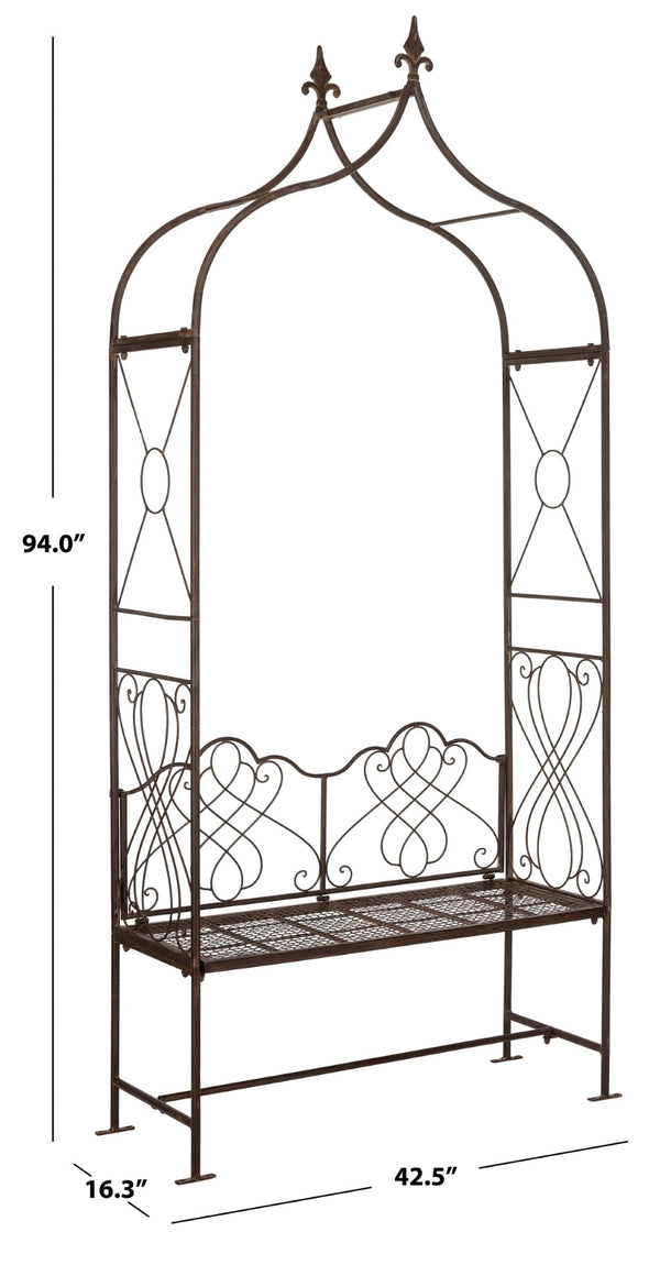 Safavieh ELOISE Arbor Loveseat - Elegant Victorian Design for Outdoor Spaces, Perfect Garden Arch and Bench Rustic Brown PAT5010B