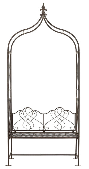 Safavieh ELOISE Arbor Loveseat - Elegant Victorian Design for Outdoor Spaces, Perfect Garden Arch and Bench Rustic Brown PAT5010B