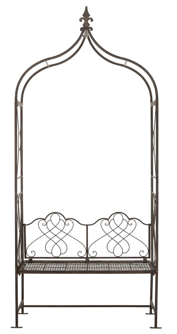 Safavieh ELOISE Arbor Loveseat - Elegant Victorian Design for Outdoor Spaces, Perfect Garden Arch and Bench Rustic Brown PAT5010B