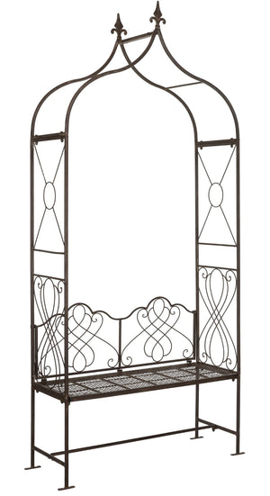Safavieh ELOISE Arbor Loveseat - Elegant Victorian Design for Outdoor Spaces, Perfect Garden Arch and Bench Rustic Brown PAT5010B