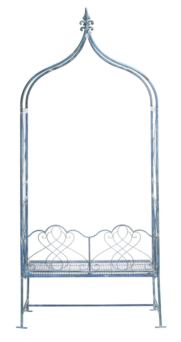 Safavieh ELOISE Arbor Loveseat - Elegant Victorian Design for Outdoor Spaces, Perfect Garden Arch and Bench Mossy Blue / - PAT5010C