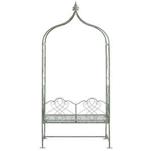 Safavieh ELOISE Arbor Loveseat - Elegant Victorian Design for Outdoor Spaces, Perfect Garden Arch and Bench Antique Dark Green / - PAT5010D