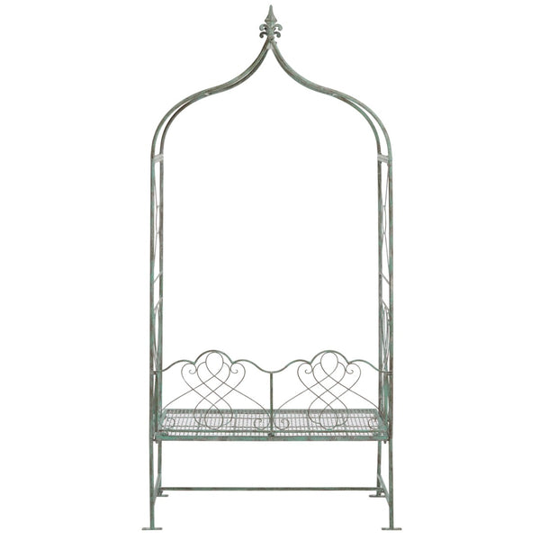 Safavieh ELOISE Arbor Loveseat - Elegant Victorian Design for Outdoor Spaces, Perfect Garden Arch and Bench Antique Dark Green / - PAT5010D