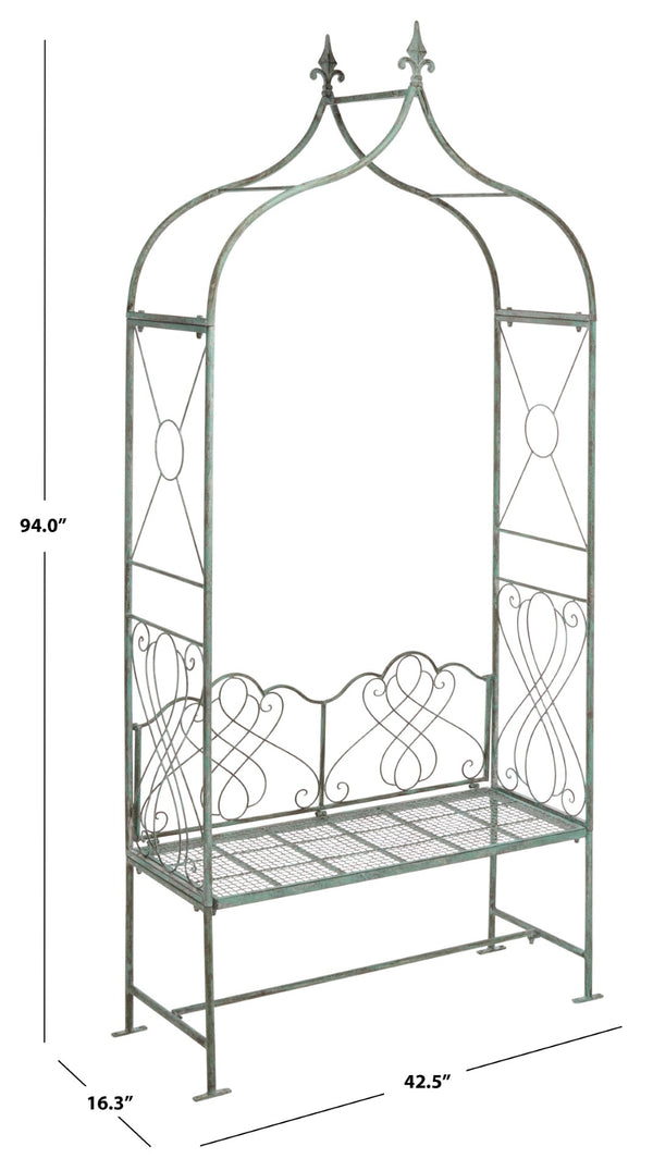 Safavieh ELOISE Arbor Loveseat - Elegant Victorian Design for Outdoor Spaces, Perfect Garden Arch and Bench Antique Dark Green / - PAT5010D
