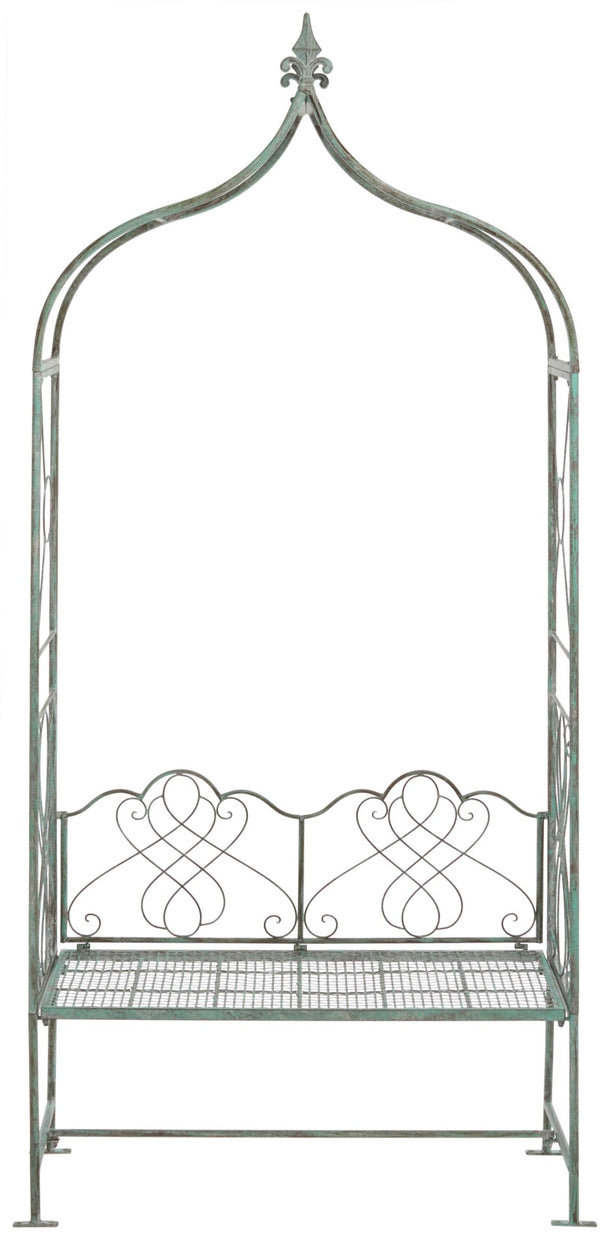Safavieh ELOISE Arbor Loveseat - Elegant Victorian Design for Outdoor Spaces, Perfect Garden Arch and Bench Antique Dark Green / - PAT5010D