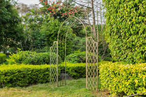 Safavieh JAIDA Arbor - Timeless Iron Garden Structure for Climbing Plants and Elegant Outdoor Entryways Rustic Blue PAT5011A