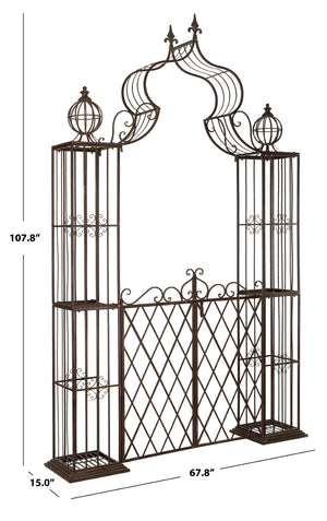 Safavieh BEATRIX Arbor - Victorian Elegance for Your Garden with Durable Iron Support for Climbing Vines Rustic Brown PAT5012B