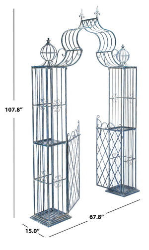 Safavieh BEATRIX Arbor - Victorian Elegance for Your Garden with Durable Iron Support for Climbing Vines Mossy Blue / - PAT5012C
