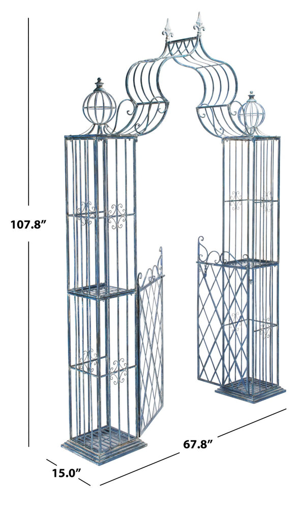 Safavieh BEATRIX Arbor - Victorian Elegance for Your Garden with Durable Iron Support for Climbing Vines Mossy Blue / - PAT5012C