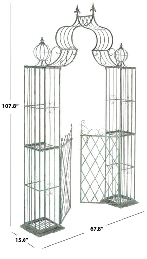 Safavieh BEATRIX Arbor - Victorian Elegance for Your Garden with Durable Iron Support for Climbing Vines Antique Dark Green / - PAT5012D