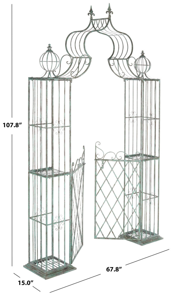 Safavieh BEATRIX Arbor - Victorian Elegance for Your Garden with Durable Iron Support for Climbing Vines Antique Dark Green / - PAT5012D