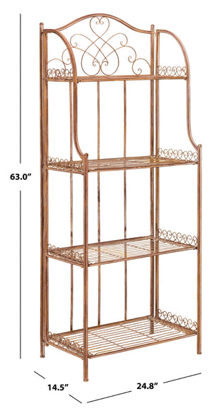 Safavieh AMARIS 4-Tier Shelf – Elegant Wrought Iron Display Stand for Outdoor Plants and Décor Essentials Rusty Orange / - PAT5014A