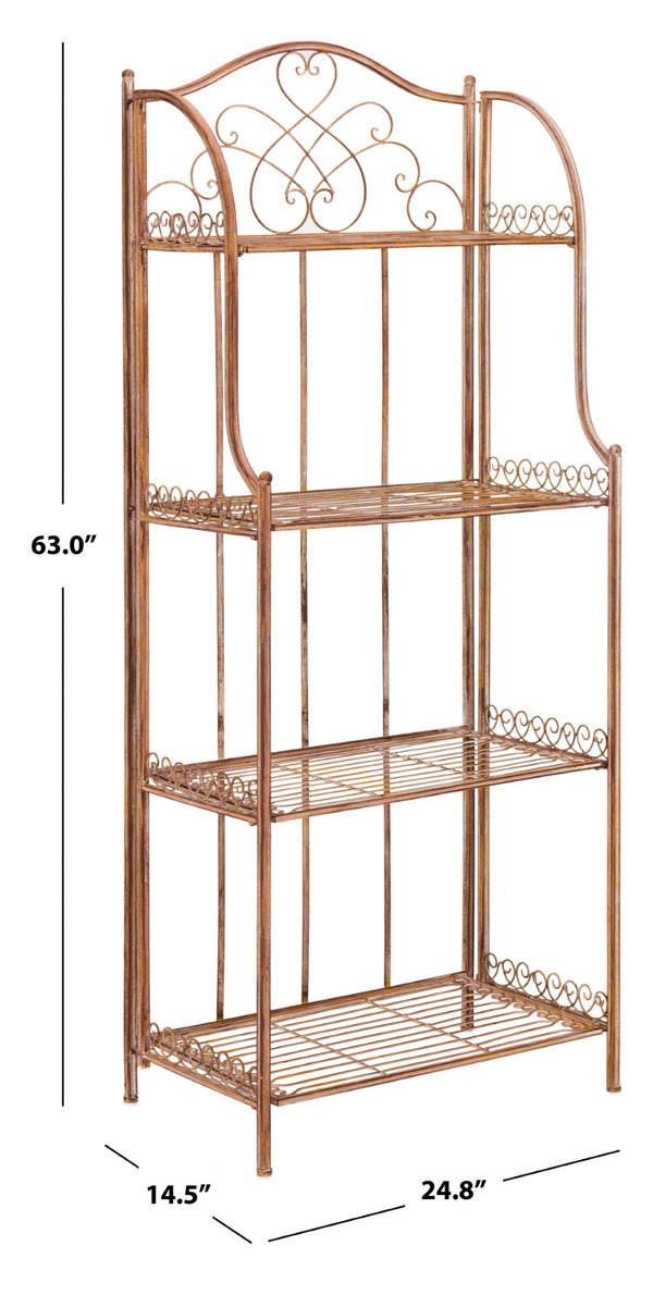 Safavieh AMARIS 4-Tier Shelf – Elegant Wrought Iron Display Stand for Outdoor Plants and Décor Essentials Rusty Orange / - PAT5014A