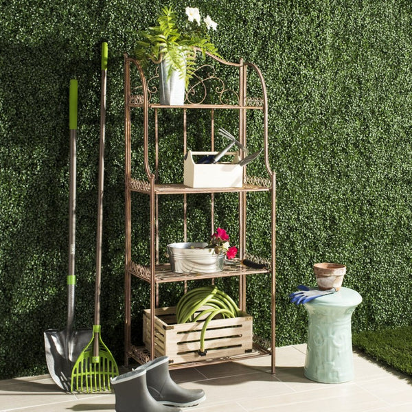 Safavieh AMARIS 4-Tier Shelf – Elegant Wrought Iron Display Stand for Outdoor Plants and Décor Essentials Rusty Orange / - PAT5014A