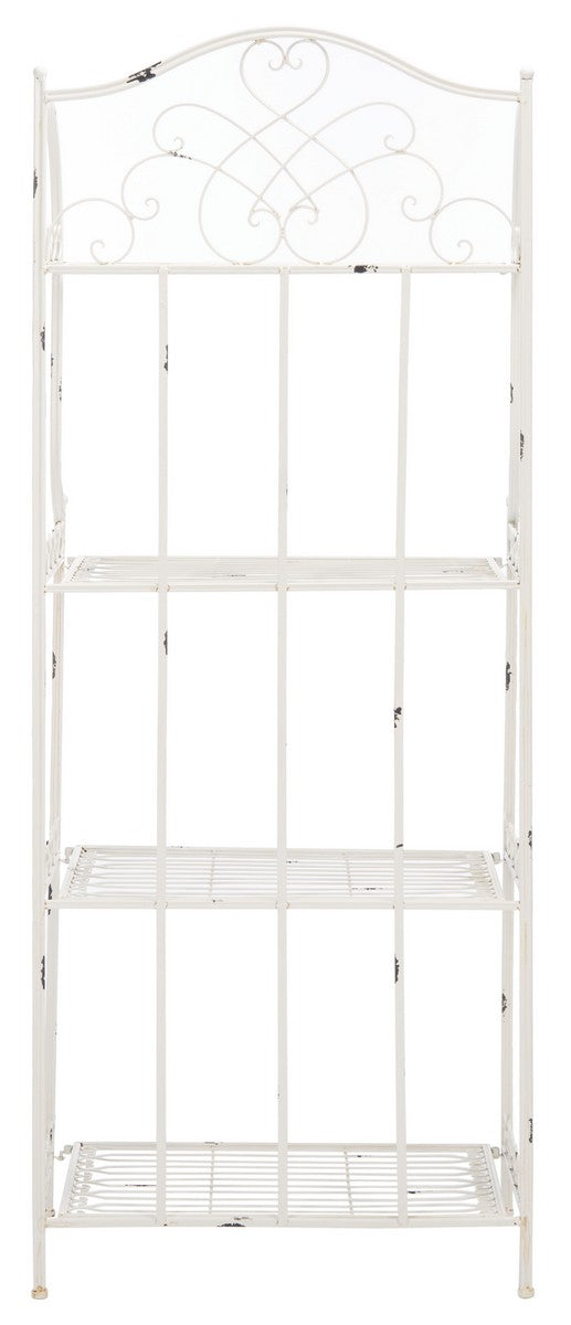 Safavieh Amaris Wrought Iron  4 Tier Outdoor Bakers Rack Antique White PAT5014B
