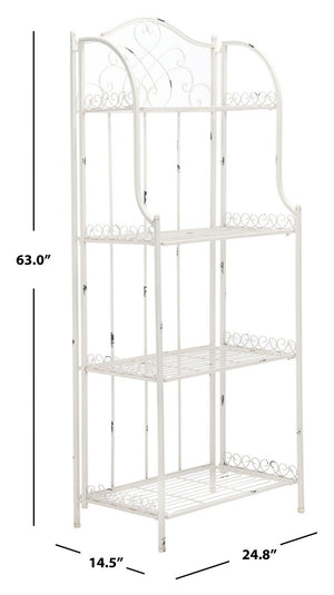 Safavieh Amaris Wrought Iron  4 Tier Outdoor Bakers Rack Antique White PAT5014B