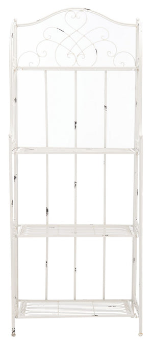 Safavieh Amaris Wrought Iron  4 Tier Outdoor Bakers Rack Antique White PAT5014B