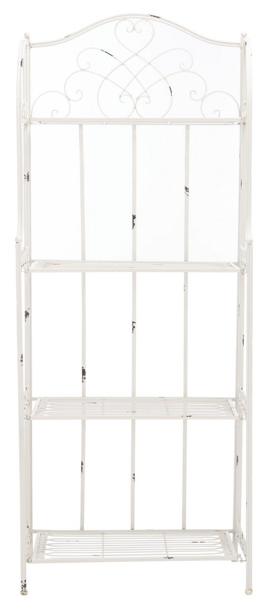 Safavieh Amaris Wrought Iron  4 Tier Outdoor Bakers Rack Antique White PAT5014B
