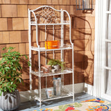 Safavieh Amaris Wrought Iron  4 Tier Outdoor Bakers Rack Antique White PAT5014B