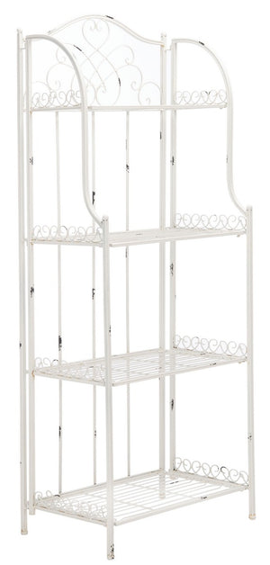 Safavieh Amaris Wrought Iron  4 Tier Outdoor Bakers Rack Antique White PAT5014B