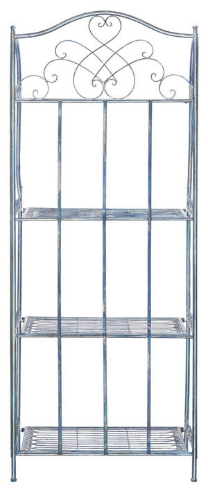 Safavieh Amaris Wrought Iron  4 Tier Outdoor Bakers Rack Antique Blue PAT5014C