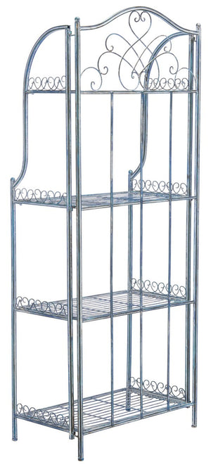Safavieh Amaris Wrought Iron  4 Tier Outdoor Bakers Rack Antique Blue PAT5014C
