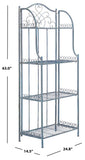 Safavieh Amaris Wrought Iron  4 Tier Outdoor Bakers Rack Antique Blue PAT5014C