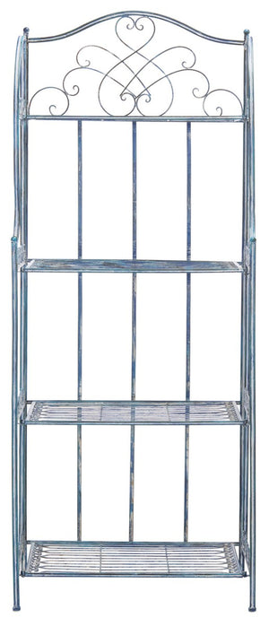 Safavieh Amaris Wrought Iron  4 Tier Outdoor Bakers Rack Antique Blue PAT5014C