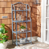 Safavieh Amaris Wrought Iron  4 Tier Outdoor Bakers Rack Antique Blue PAT5014C