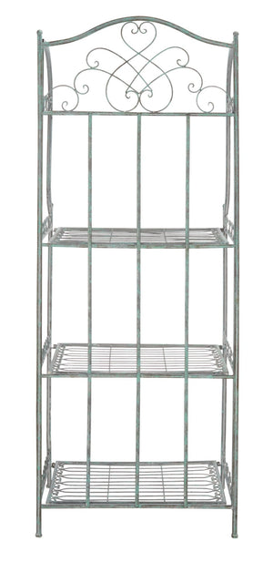 Safavieh AMARIS 4-Tier Shelf – Elegant Wrought Iron Display Stand for Outdoor Plants and Décor Essentials Antique Dark Green / - PAT5014D