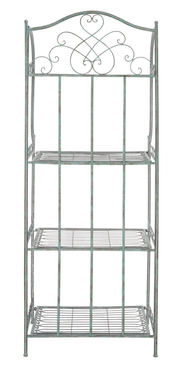 Safavieh AMARIS 4-Tier Shelf – Elegant Wrought Iron Display Stand for Outdoor Plants and Décor Essentials Antique Dark Green / - PAT5014D