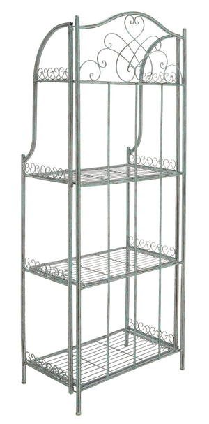 Safavieh AMARIS 4-Tier Shelf – Elegant Wrought Iron Display Stand for Outdoor Plants and Décor Essentials Antique Dark Green / - PAT5014D