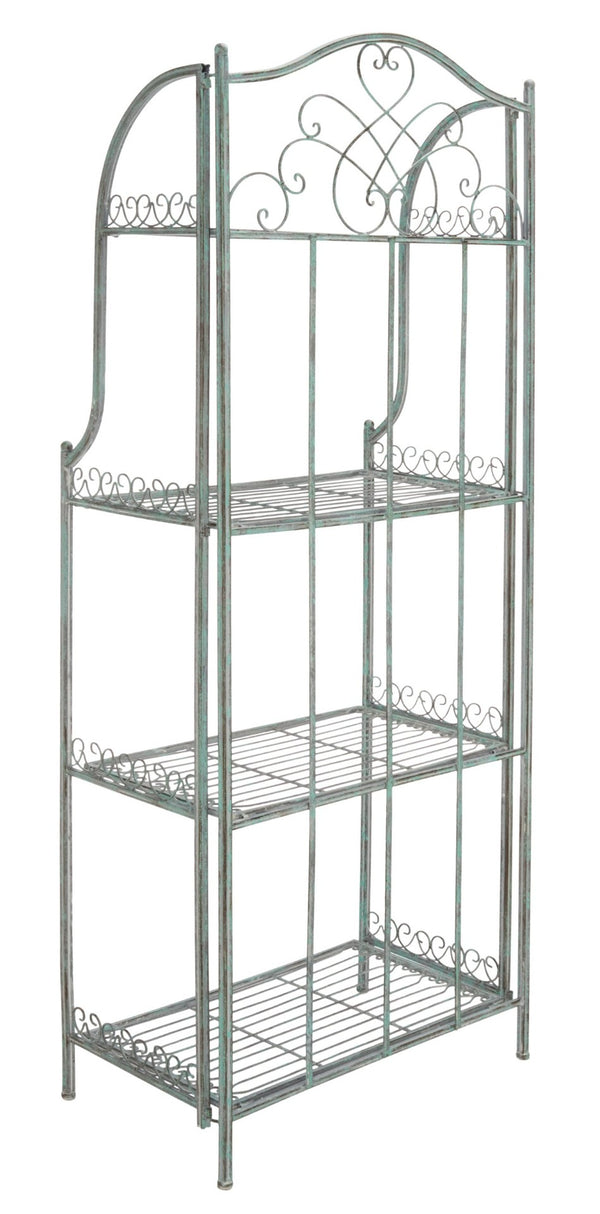 Safavieh AMARIS 4-Tier Shelf – Elegant Wrought Iron Display Stand for Outdoor Plants and Décor Essentials Antique Dark Green / - PAT5014D