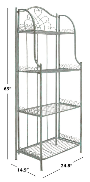 Safavieh AMARIS 4-Tier Shelf – Elegant Wrought Iron Display Stand for Outdoor Plants and Décor Essentials Antique Dark Green / - PAT5014D