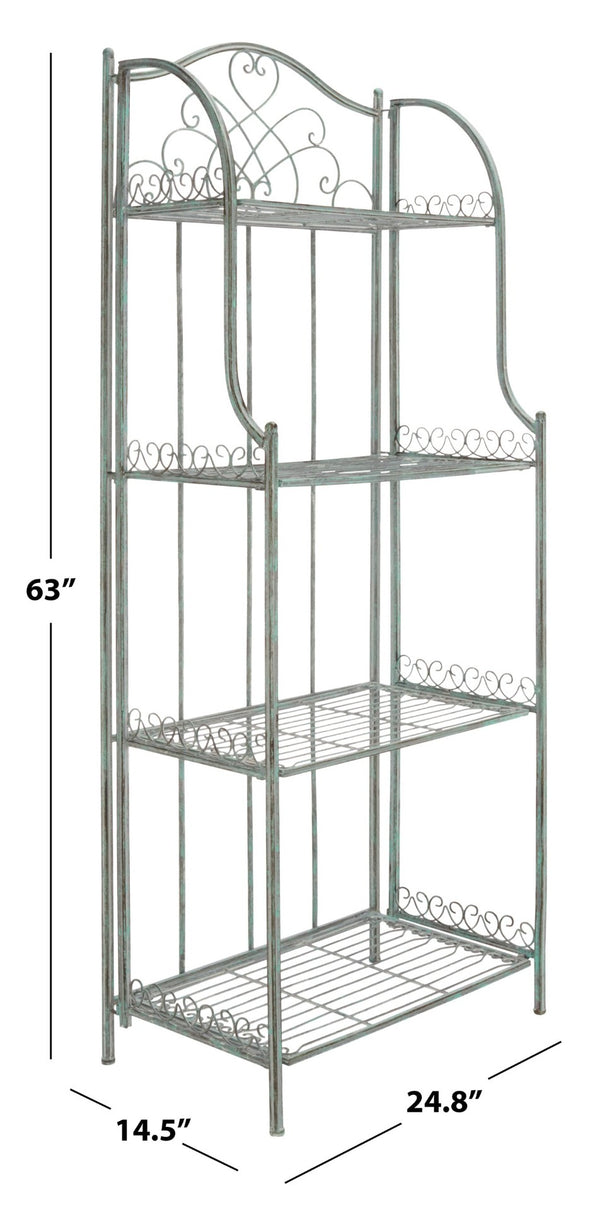 Safavieh AMARIS 4-Tier Shelf – Elegant Wrought Iron Display Stand for Outdoor Plants and Décor Essentials Antique Dark Green / - PAT5014D